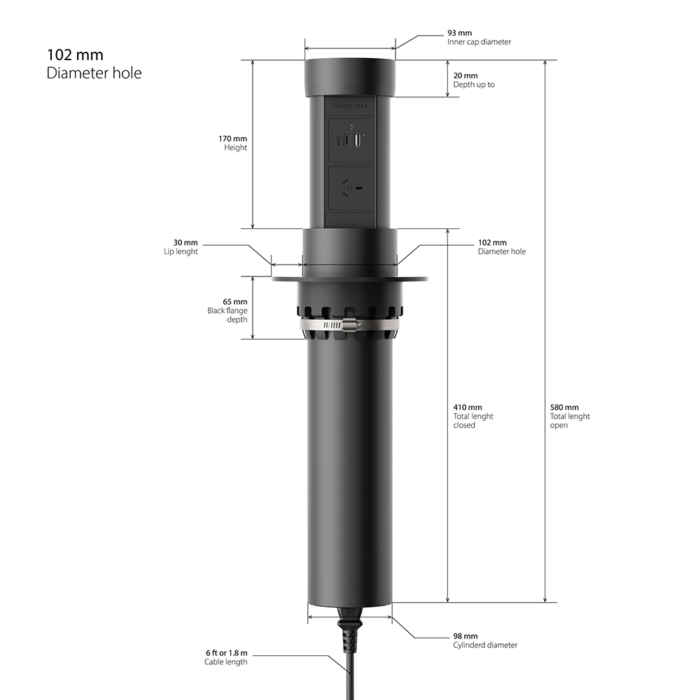 Usb Dims Pop up outlet with usb by award winning Point Pod